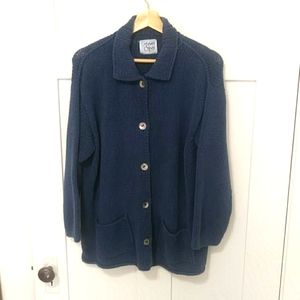 Margaret O'Leary Blue Collared Knit Cardigan